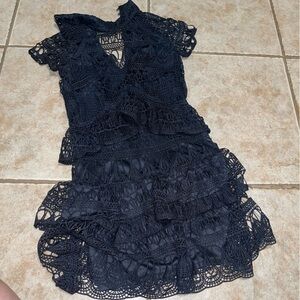PrettyLittleThing Black Crochet Lace Mini Dress